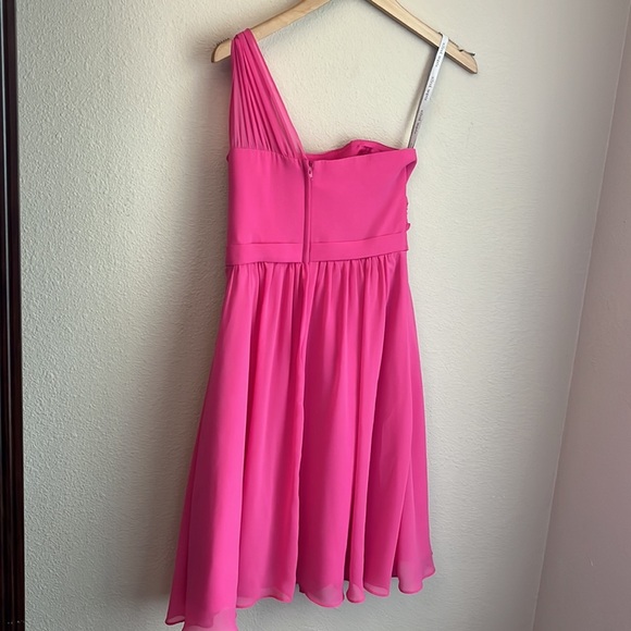 Bright pink one shoulder bridesmaid dress Alfred Angelo size 0 - Picture 4 of 7